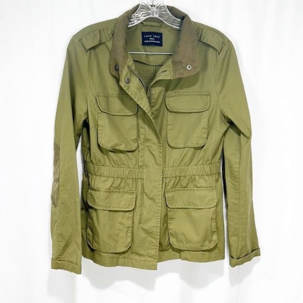 Love Tree Army Green Cotton Cargo Utility Jacket Small